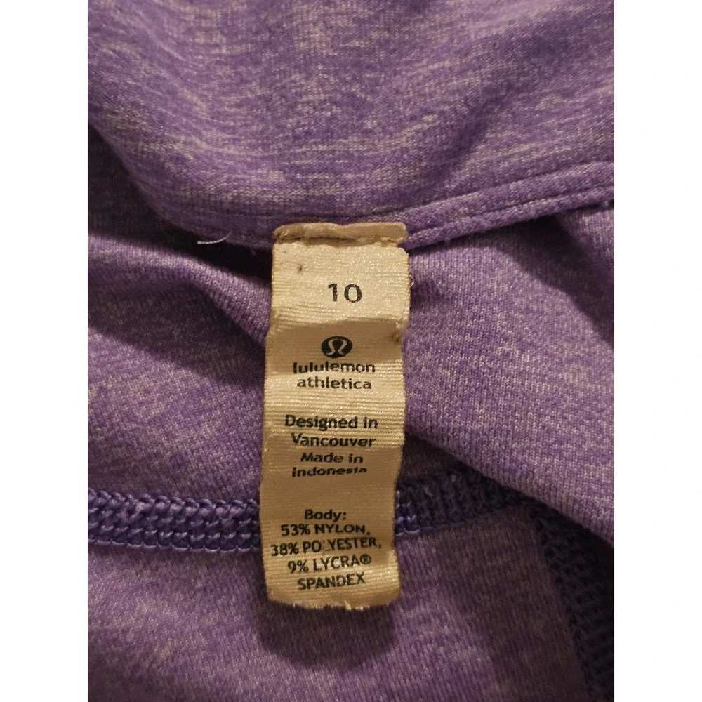 Lululemon Heathered Purple Quarter Zip Pullover Running Jacket‎ Sz 10 Reflective